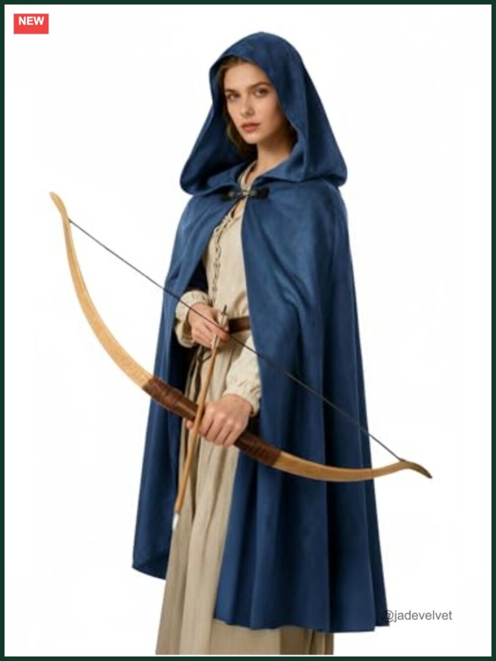 Velvet Hooded Cloak Medieval Renaissance Halloween Cape